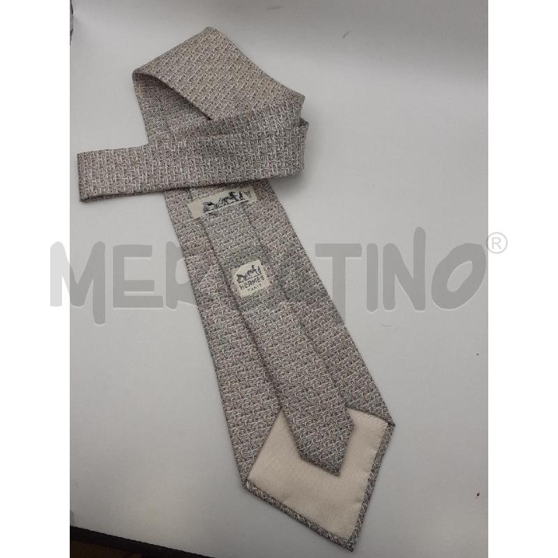 HERMES CRAVATTA BEIGE LOGO ASTRATTO ALL OVER | Mercatino dell'Usato Roma porta maggiore 2