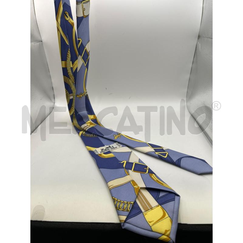 HERMÈS CRAVATTA CELESTE BLU FANTASIA DORATE  | Mercatino dell'Usato Roma porta maggiore 4