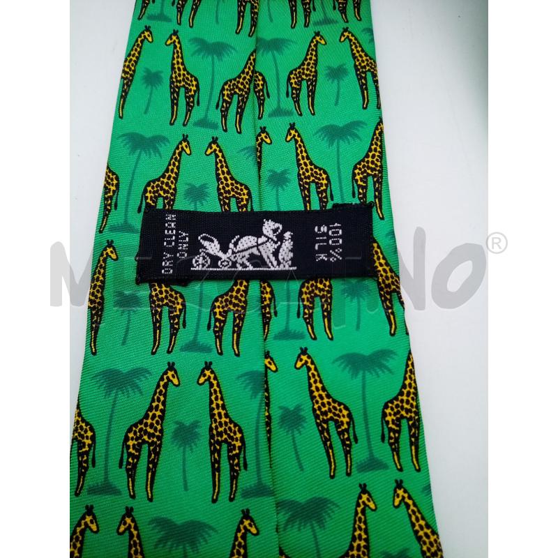 HERMÈS CRAVATTA VERDE FANTASIA GIRAFFE  | Mercatino dell'Usato Roma porta maggiore 3