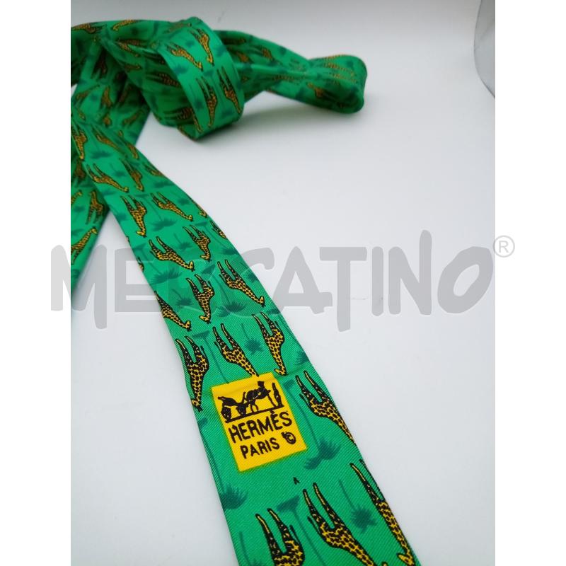 HERMÈS CRAVATTA VERDE FANTASIA GIRAFFE  | Mercatino dell'Usato Roma porta maggiore 5
