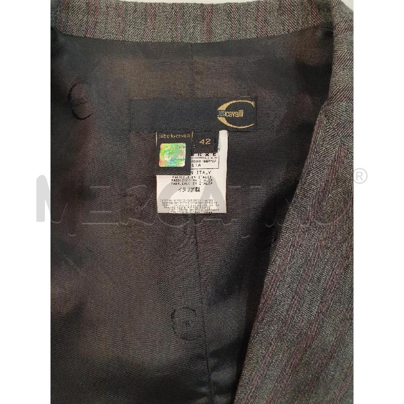 JUST CAVALLI COMPLETO DONNA GRIGIO GESSATO VIOLA GIACCA+PANTALONE  | Mercatino dell'Usato Roma porta maggiore 5