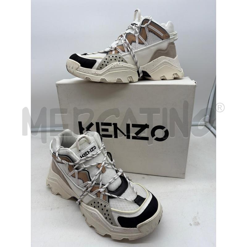 KENZO SNEAKERS UOMO BIANCHE DETT NERI MIELE STRINGATE HIGH | Mercatino dell'Usato Roma porta maggiore 1