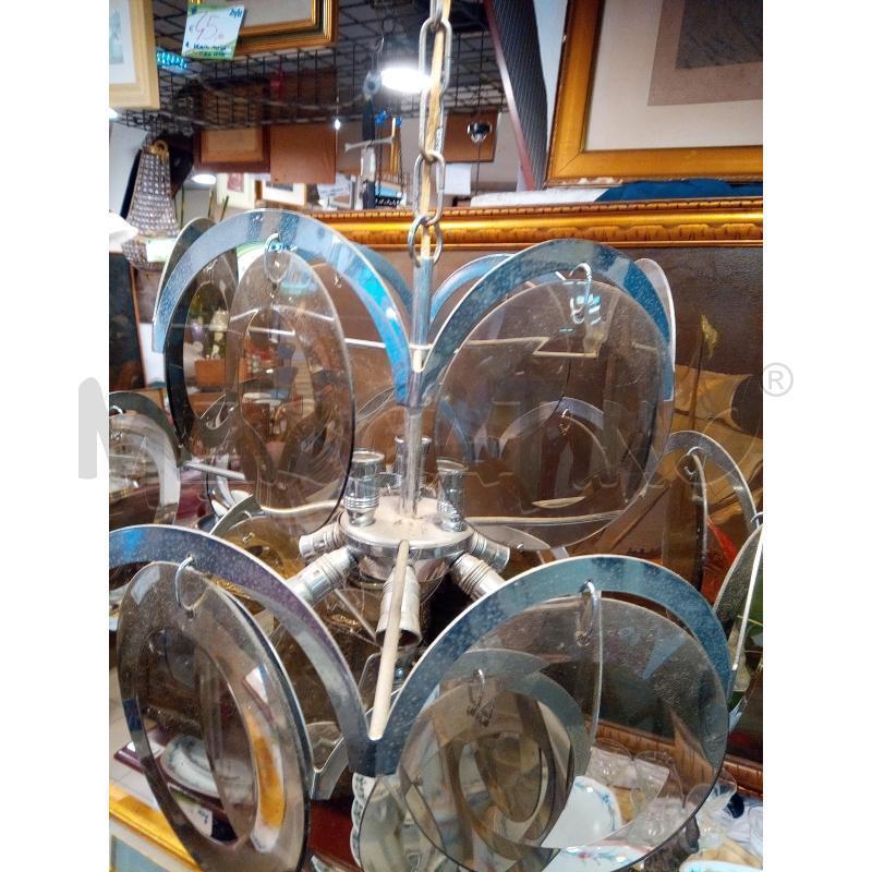 LAMPADARIO 10L ANNI 60 DISCHI VETRO FUMÈ | Mercatino dell'Usato Roma porta maggiore 2
