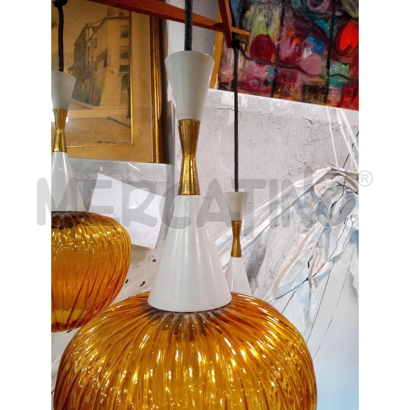 LAMPADARIO 3L MID CENTURY PARALUMI AMBRATI CONI METALLO  | Mercatino dell'Usato Roma porta maggiore 2