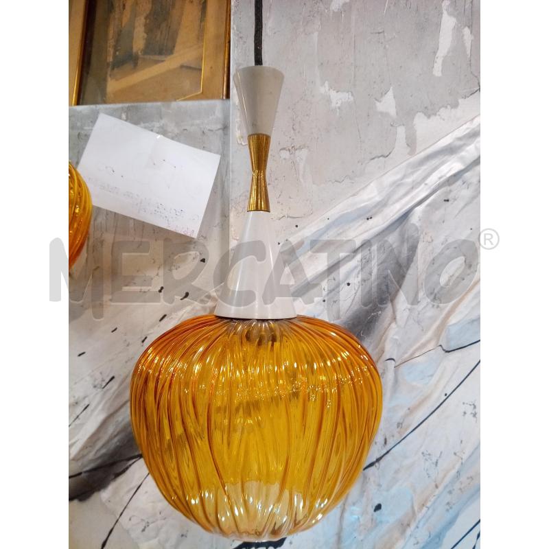 LAMPADARIO 3L MID CENTURY PARALUMI AMBRATI CONI METALLO  | Mercatino dell'Usato Roma porta maggiore 3