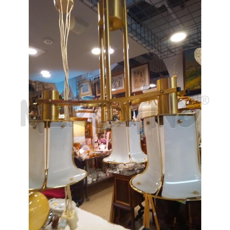 LAMPADARIO 3L PARALUMI OPALINE BIANCA TONI OTOTNE  | Mercatino dell'Usato Roma porta maggiore 3