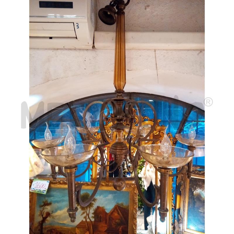 LAMPADARIO 6L CRISTALLO METALLO ART DECO  | Mercatino dell'Usato Roma porta maggiore 3
