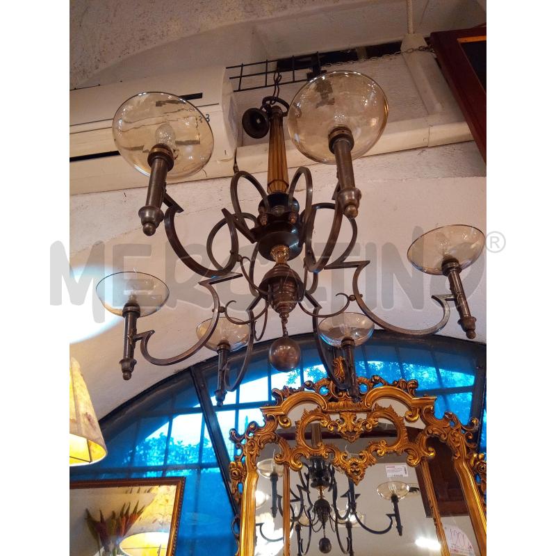 LAMPADARIO 6L CRISTALLO METALLO ART DECO  | Mercatino dell'Usato Roma porta maggiore 4