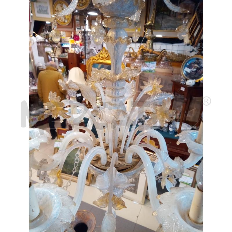 LAMPADARIO 6L MURANO VETRO LATTIMO INCLUSIONI ORO  | Mercatino dell'Usato Roma porta maggiore 4