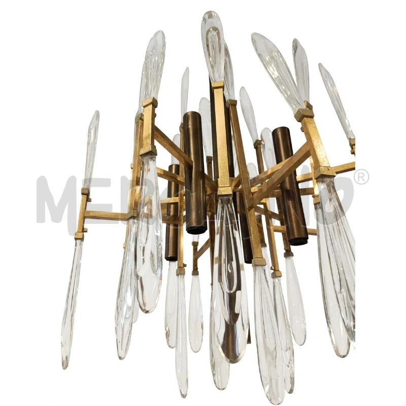LAMPADARIO SCIOLARI 8L DORATO PRISMI OVALI | Mercatino dell'Usato Roma porta maggiore 1