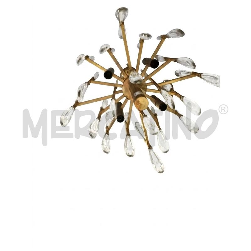 LAMPADARIO SCIOLARI 8L DORATO PRISMI OVALI | Mercatino dell'Usato Roma porta maggiore 2