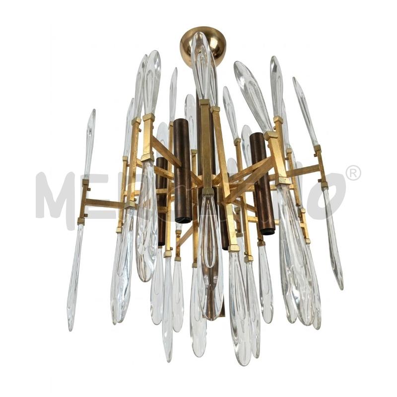LAMPADARIO SCIOLARI 8L DORATO PRISMI OVALI | Mercatino dell'Usato Roma porta maggiore 3