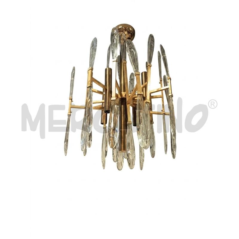 LAMPADARIO SCIOLARI 8L DORATO PRISMI OVALI | Mercatino dell'Usato Roma porta maggiore 4