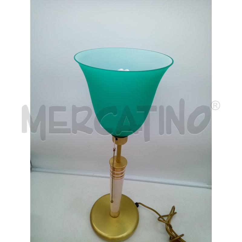 LAMPADA BASE OTTONE PARALUME VETRO VERDE   | Mercatino dell'Usato Roma porta maggiore 2