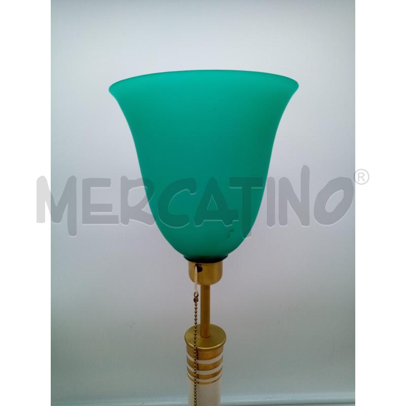 LAMPADA BASE OTTONE PARALUME VETRO VERDE   | Mercatino dell'Usato Roma porta maggiore 3
