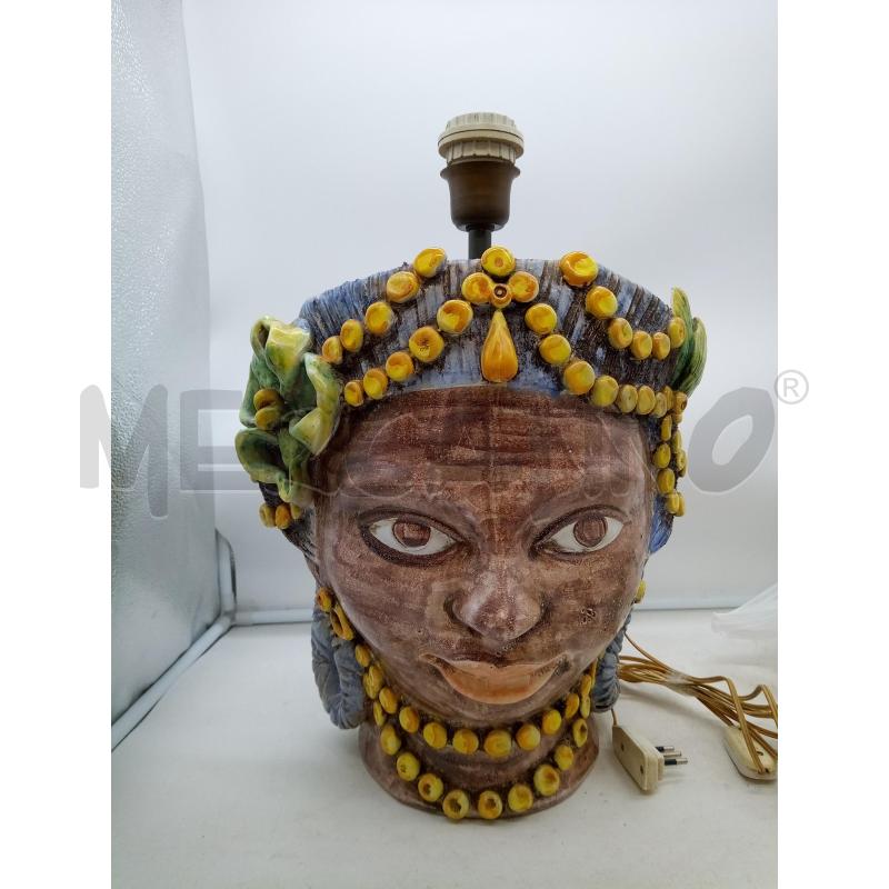 LAMPADA CERAMICA CALTAGIRONE TESTA DI MORO  | Mercatino dell'Usato Roma porta maggiore 1