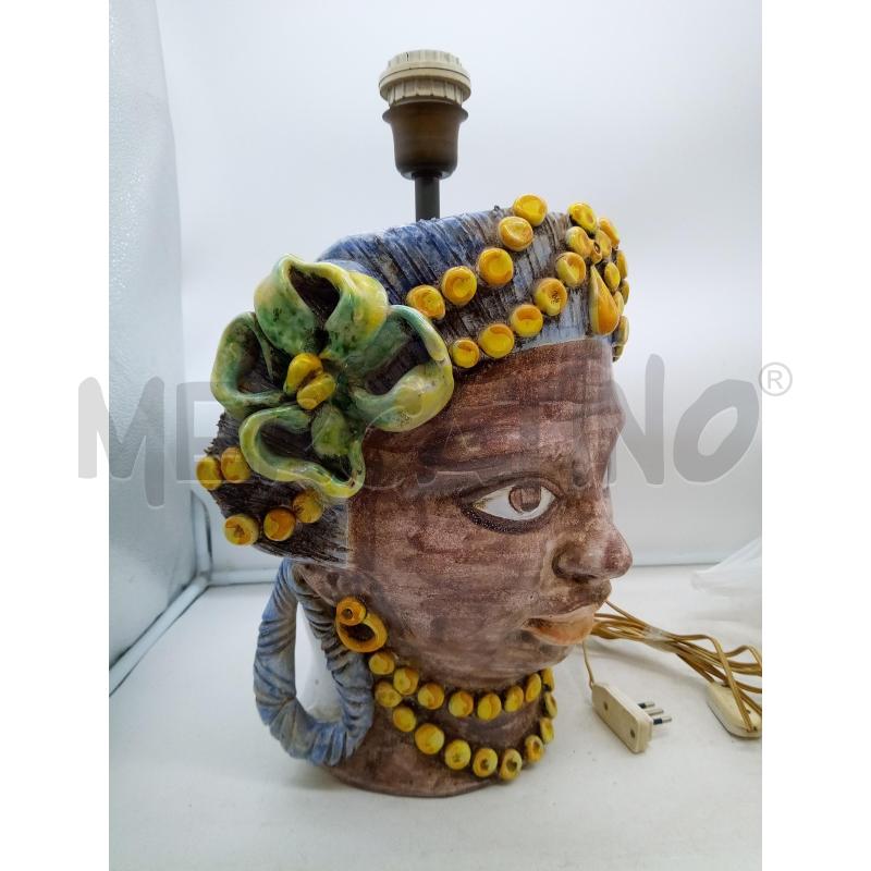 LAMPADA CERAMICA CALTAGIRONE TESTA DI MORO  | Mercatino dell'Usato Roma porta maggiore 2
