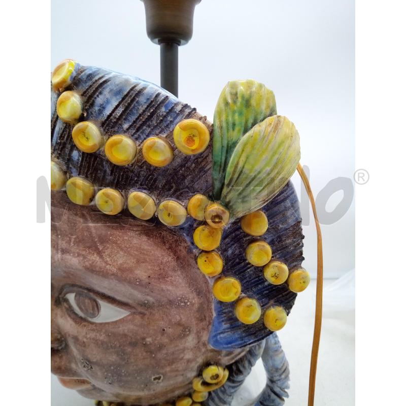 LAMPADA CERAMICA CALTAGIRONE TESTA DI MORO  | Mercatino dell'Usato Roma porta maggiore 4