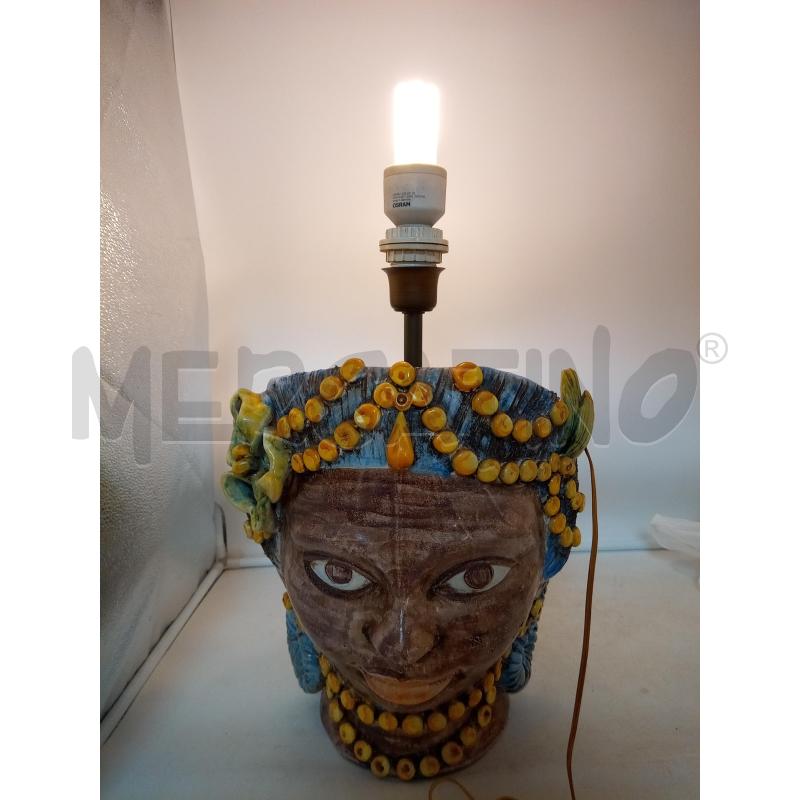 LAMPADA CERAMICA CALTAGIRONE TESTA DI MORO  | Mercatino dell'Usato Roma porta maggiore 5