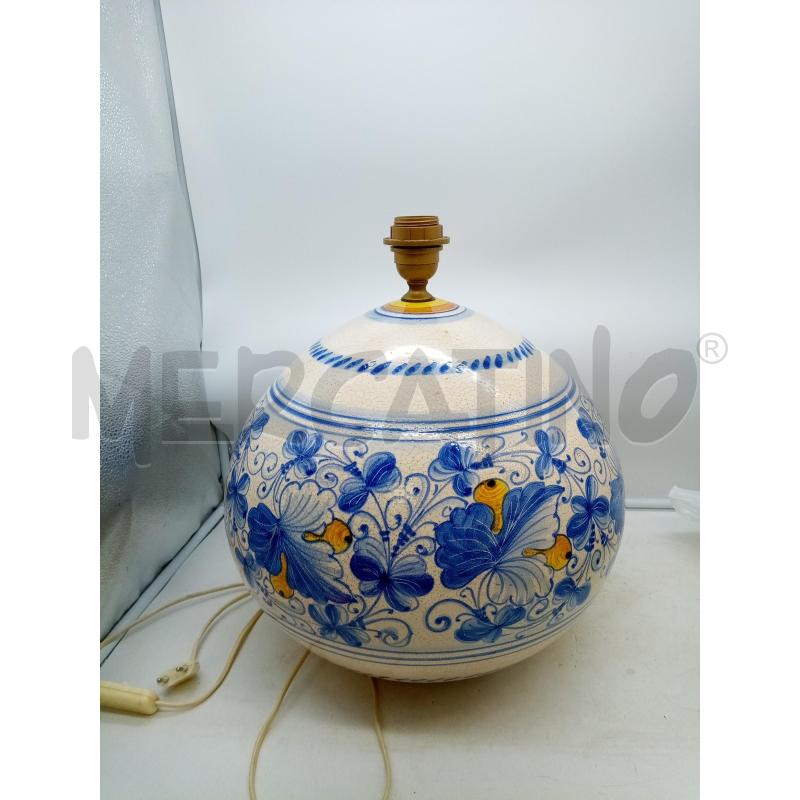 LAMPADA CERAMICA CASSETTA DECORO FIORI COBALTO   | Mercatino dell'Usato Roma porta maggiore 1