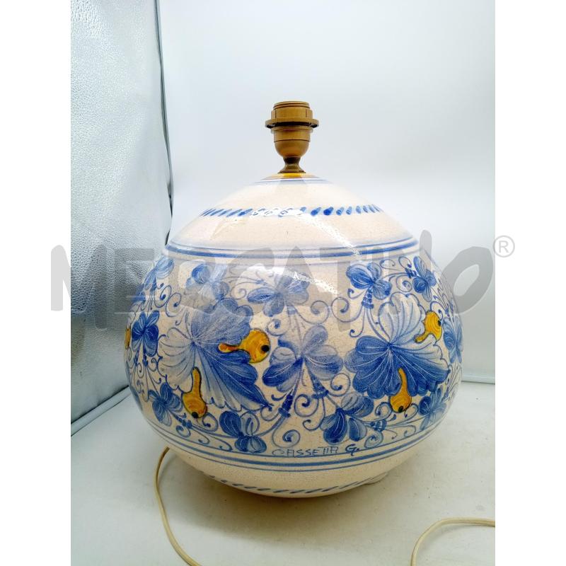 LAMPADA CERAMICA CASSETTA DECORO FIORI COBALTO   | Mercatino dell'Usato Roma porta maggiore 3