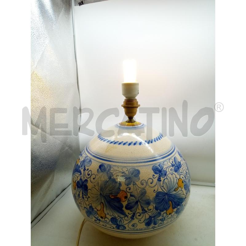 LAMPADA CERAMICA CASSETTA DECORO FIORI COBALTO   | Mercatino dell'Usato Roma porta maggiore 4