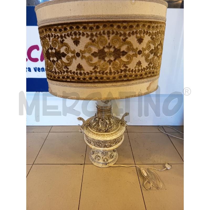 LAMPADA CERAMICA CDM FIGURE IN RILIEVO PARALUME DECORO VERDE OCRA  | Mercatino dell'Usato Roma porta maggiore 1