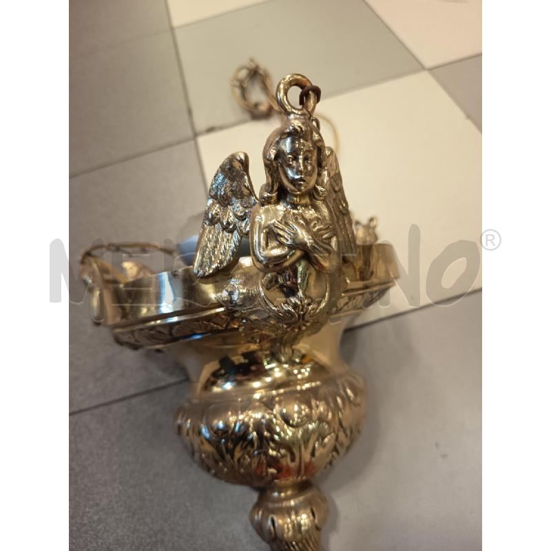 LAMPADA INCENSIERE OTTONE 1L DECORO ANGELI NAPPINA  | Mercatino dell'Usato Roma porta maggiore 2