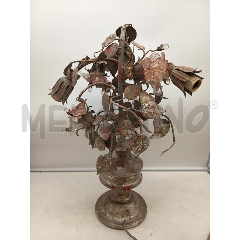 LAMPADA LEGNO METALLO ARG ROSA FIORI | Mercatino dell'Usato Roma porta maggiore 1