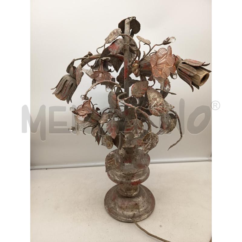 LAMPADA LEGNO METALLO ARG ROSA FIORI | Mercatino dell'Usato Roma porta maggiore 3