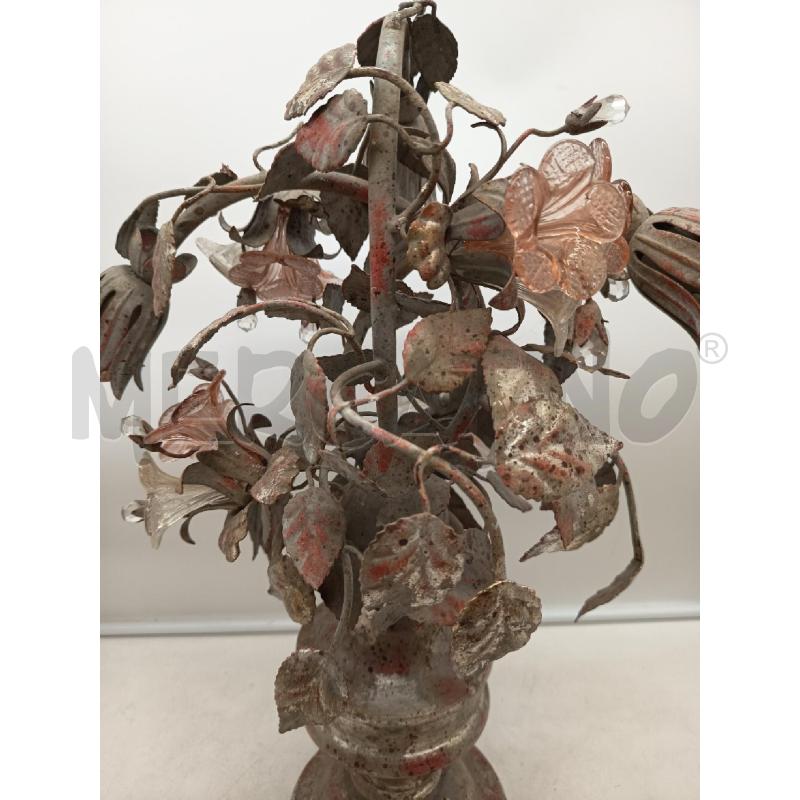 LAMPADA LEGNO METALLO ARG ROSA FIORI | Mercatino dell'Usato Roma porta maggiore 4