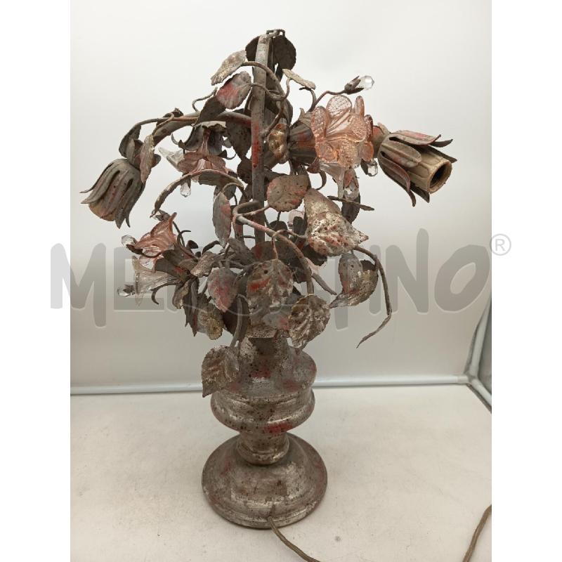 LAMPADA LEGNO METALLO ARG ROSA FIORI | Mercatino dell'Usato Roma porta maggiore 5