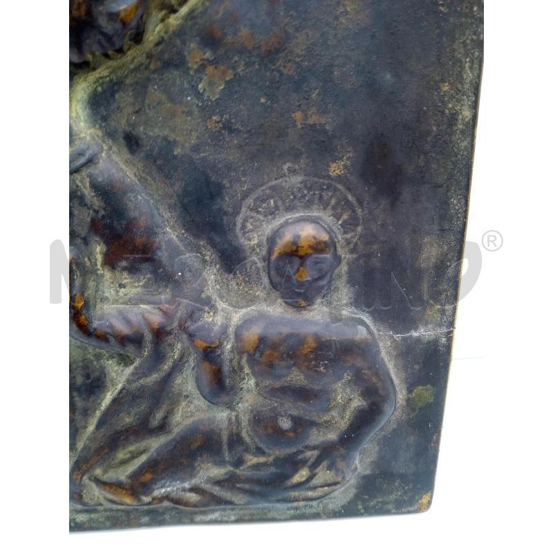 LASTRA BRONZO RILIEVO MADONNA CON BAMBINO | Mercatino dell'Usato Roma porta maggiore 2