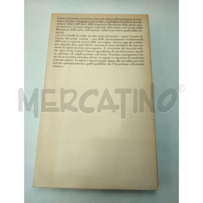 LEROI-GOURHAN - IL GESTO E LA PAROLA 2 VOLUMI | Mercatino dell'Usato Roma porta maggiore 4