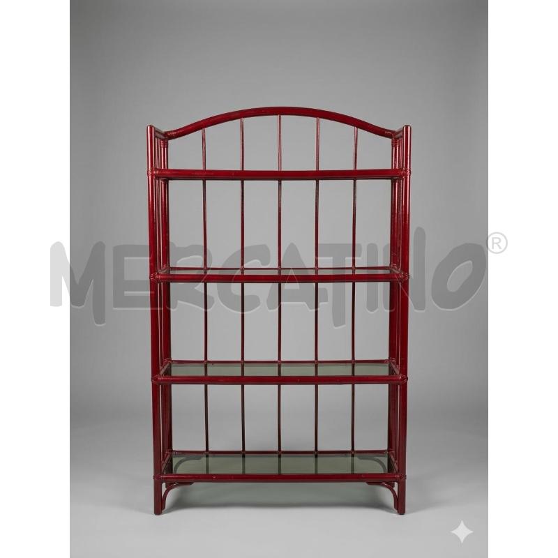 LIBRERIA BAMBOO 4 RIP. VETRO STRUT. ROSSO | Mercatino dell'Usato Roma porta maggiore 1