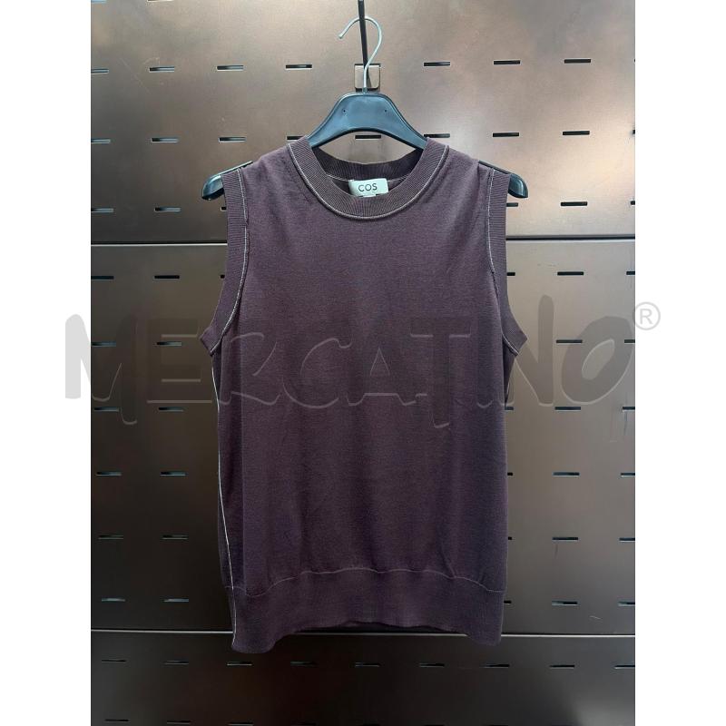 MAGLIA COS DONNA BORDEAUX SMANICATA FILO BIANCO GIROCOLLO | Mercatino dell'Usato Roma porta maggiore 1
