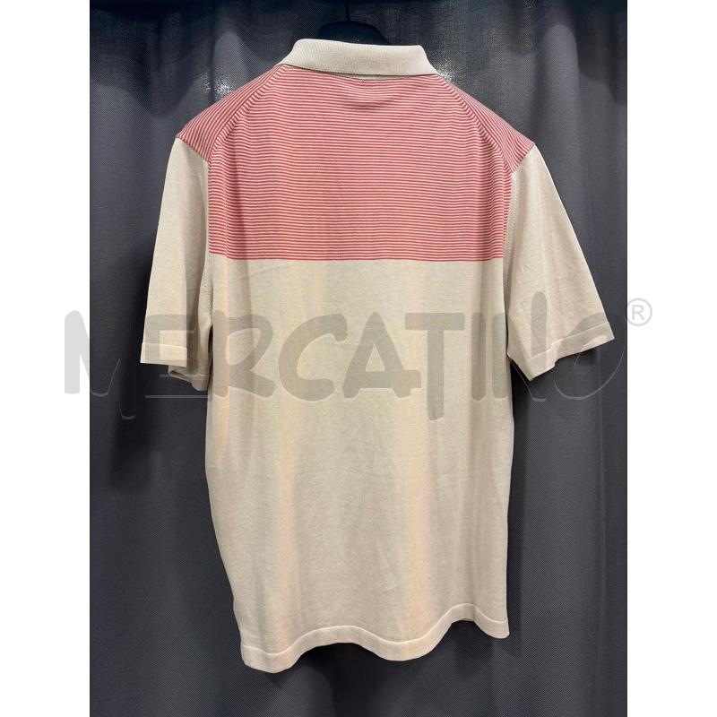 MALO POLO UOMO IN COTONE BEIGE E RIGHE ROSSE  | Mercatino dell'Usato Roma porta maggiore 2