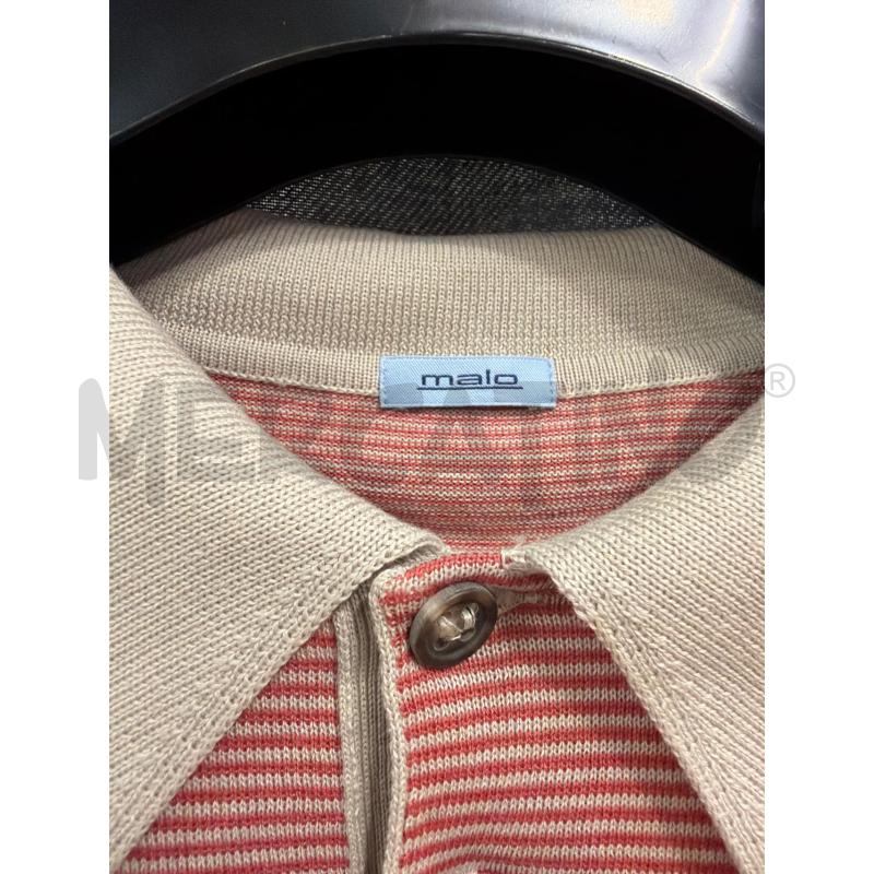 MALO POLO UOMO IN COTONE BEIGE E RIGHE ROSSE  | Mercatino dell'Usato Roma porta maggiore 3