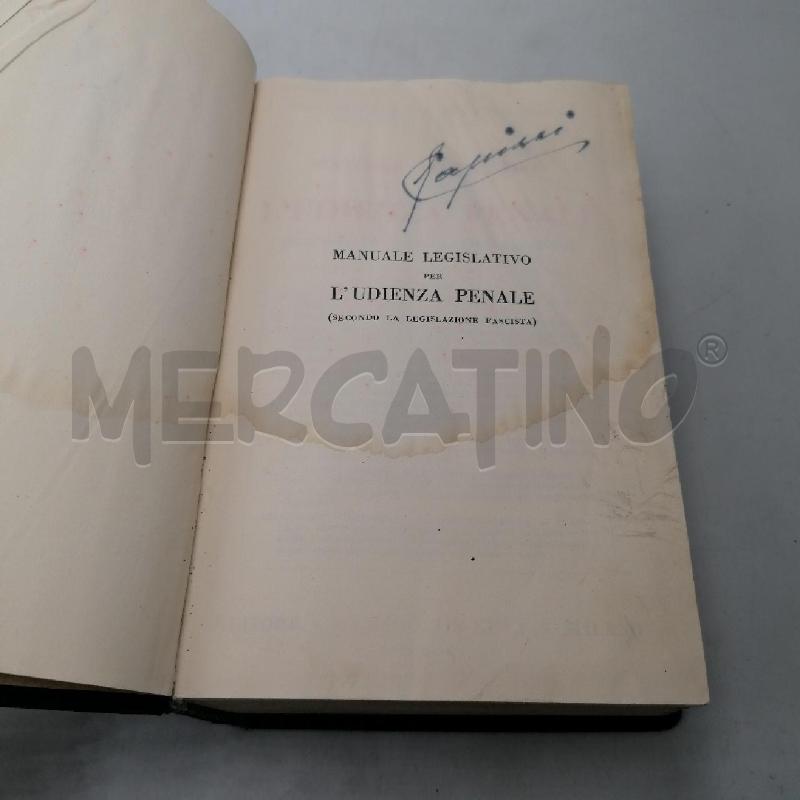 MANUALE LEGISLATIVO PER L'UDIENZA PENALE 1929 | Mercatino dell'Usato Roma porta maggiore 4