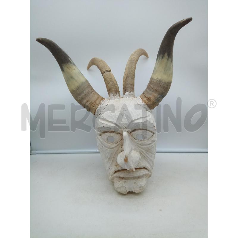 MASCHERA LEGNO DIAVOLO CORNA VERE | Mercatino dell'Usato Roma porta maggiore 1