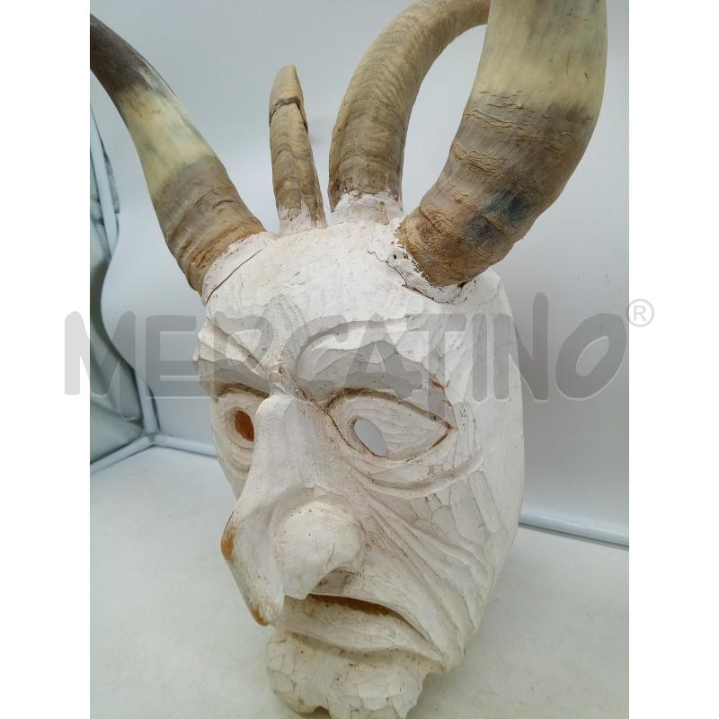 MASCHERA LEGNO DIAVOLO CORNA VERE | Mercatino dell'Usato Roma porta maggiore 2