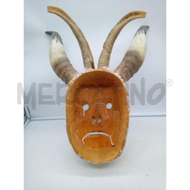 MASCHERA LEGNO DIAVOLO CORNA VERE | Mercatino dell'Usato Roma porta maggiore 4