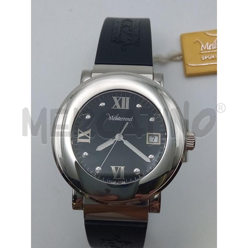 MEDITERRANEE OROLOGIO QUADRANTE NERO ACCIAIO CINTURINO NERO  | Mercatino dell'Usato Roma porta maggiore 5