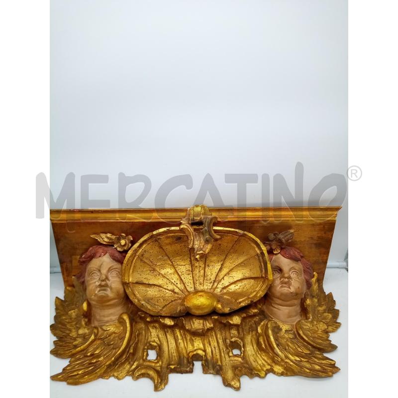 MENSOLA LIGNEA DUE PUTTI CONCHIGLIA DORATA EPOCA | Mercatino dell'Usato Roma porta maggiore 1