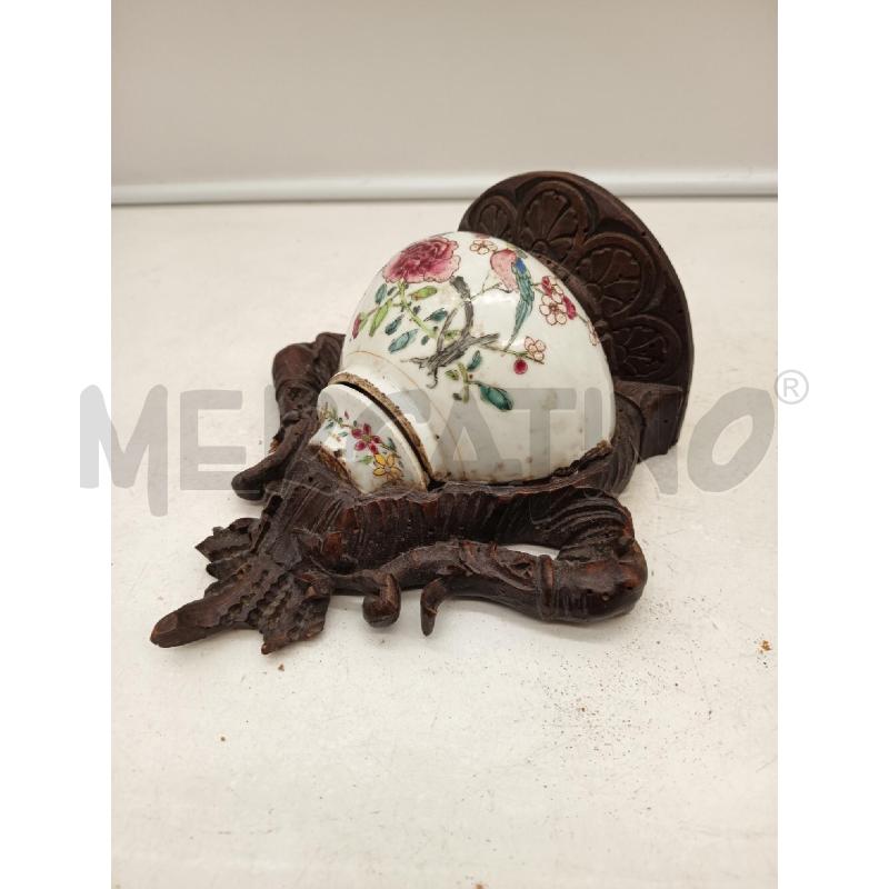 MENSOLINA PORCELLANA CHINA GAROFANO STRUTTURA LEGNO  | Mercatino dell'Usato Roma porta maggiore 5