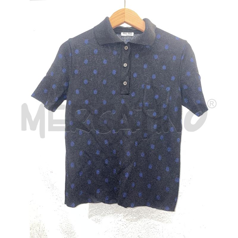 MIU MIU MAGLIA DONNA NERA POIS BLU 3 BOTTONCINI LUREX | Mercatino dell'Usato Roma porta maggiore 1