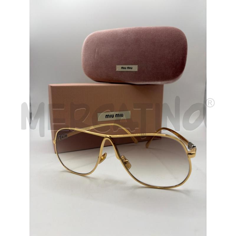 MIU MIU OCCHIALI  DA SOLE DONNA MONTAUTRA GOLD LENTE GRADIENTE MARRONE 5AK9OL  | Mercatino dell'Usato Roma porta maggiore 1