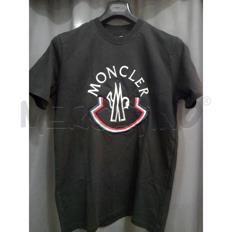 MONCLER T SHIRT UOMO NERA LOGO BIANCO | Mercatino dell'Usato Roma porta maggiore 1