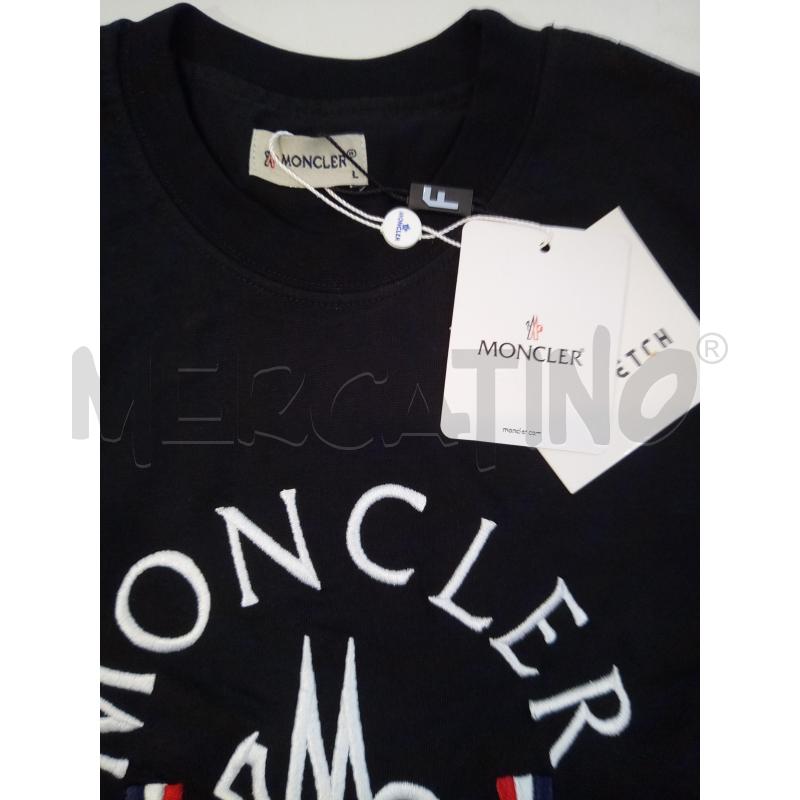 MONCLER T SHIRT UOMO NERA LOGO BIANCO | Mercatino dell'Usato Roma porta maggiore 3