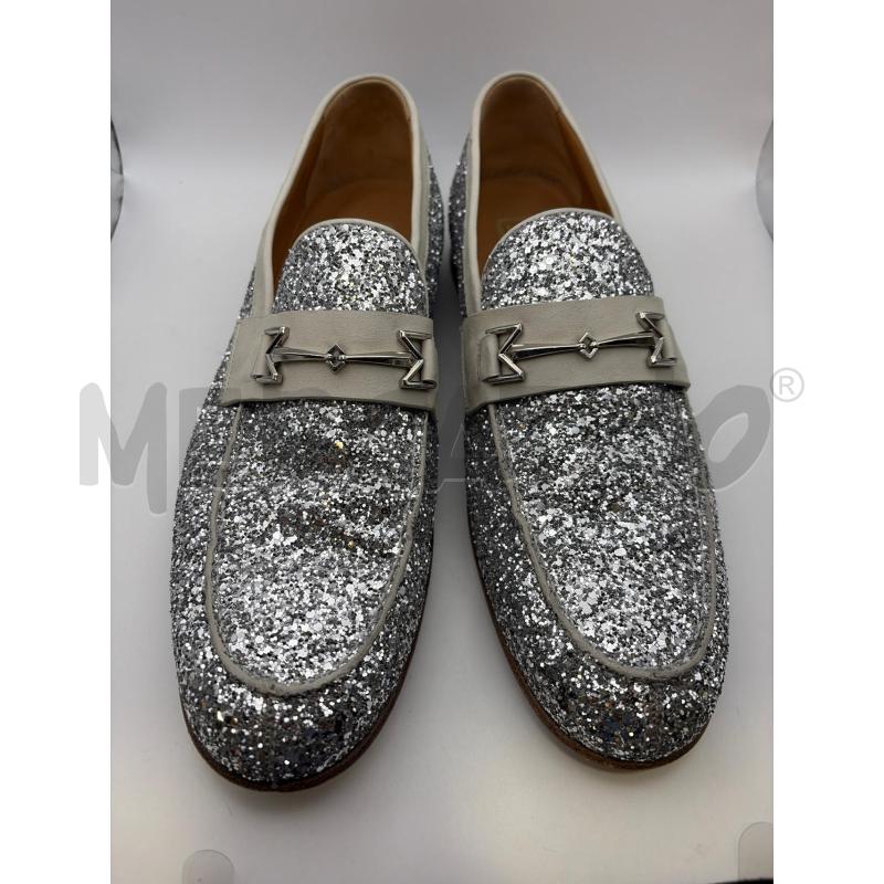 MORESCHI SCARPE UOMO MOCASSINO GLITTER SILVER  | Mercatino dell'Usato Roma porta maggiore 1
